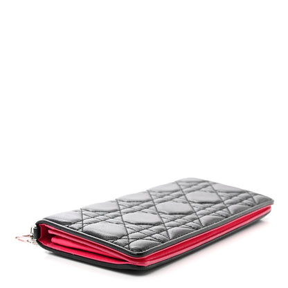 Christian Dior Lambskin Cannage Bi-Color Lady Dior Flap Card Holder Black Pink 4 of 10