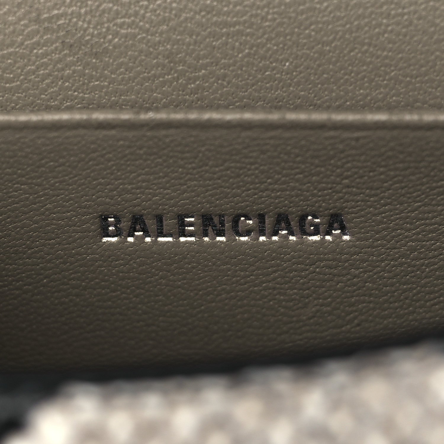 Balenciaga Shiny Calfskin Python Effect Hourglass Top Handle Bag Mini Black White 6 of 12
