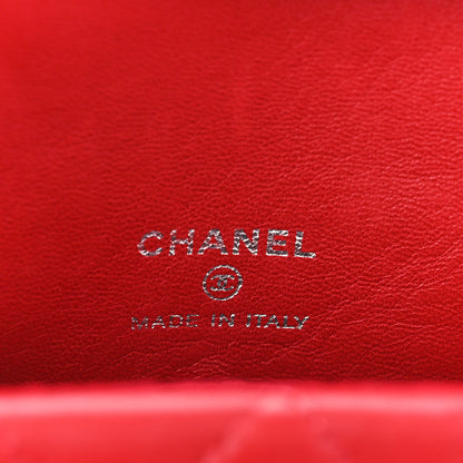 Chanel Lambskin Quilted Mini Roll Clutch Red 6 of 10