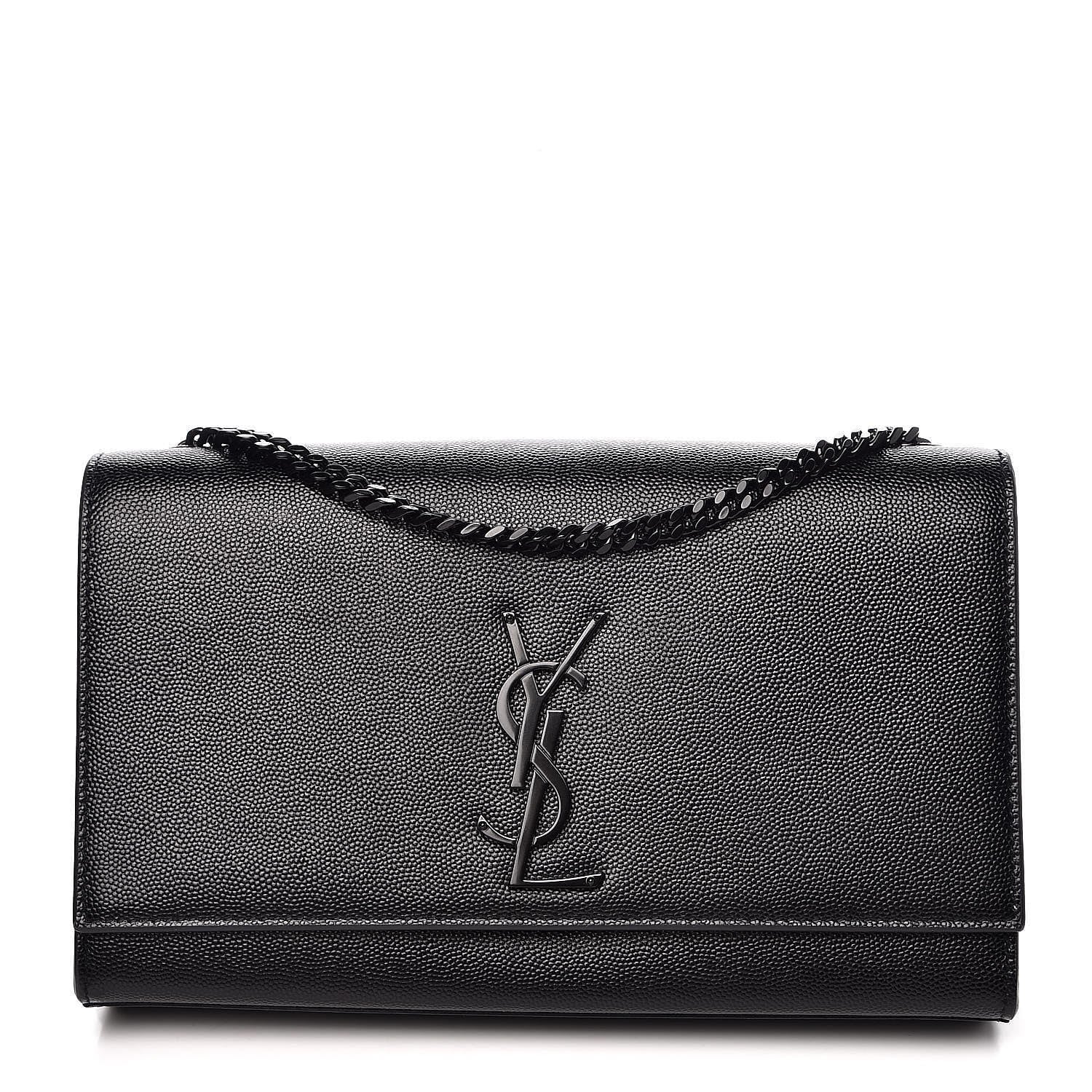 Saint Laurent Grain De Poudre Medium Classic Monogram Kate Satchel Black 1 of 8