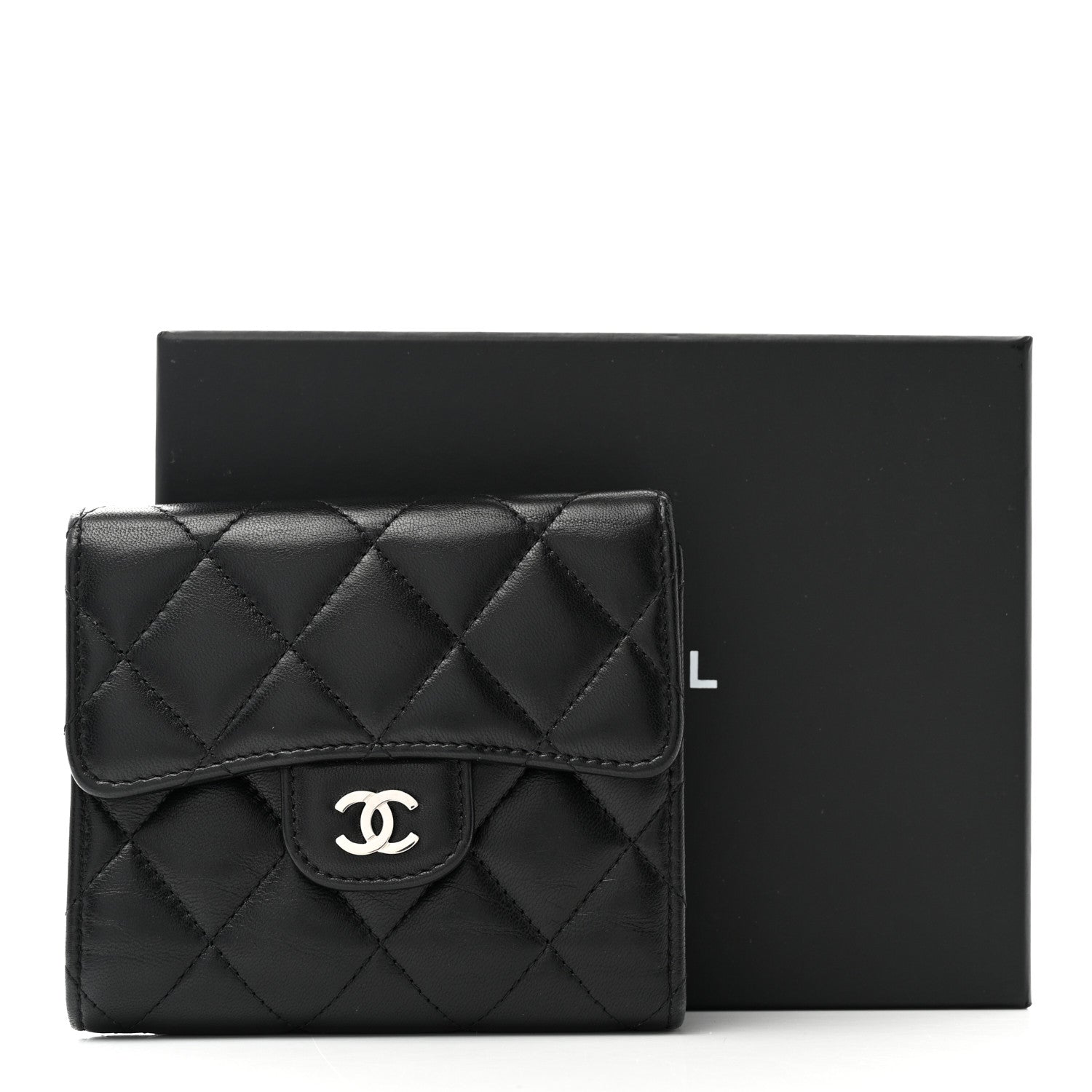 Chanel Lambskin Quilted Compact Flap Wallet Black 9 of 9