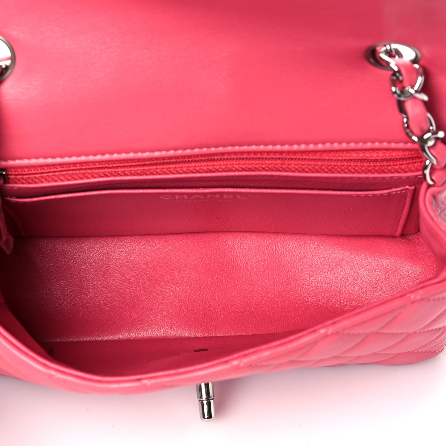 Lambskin Quilted Mini Rectangular Flap Pink