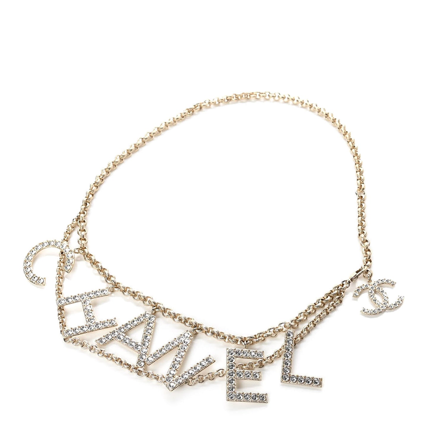 Metal Crystal 90's Icon Logo Chain Belt Gold