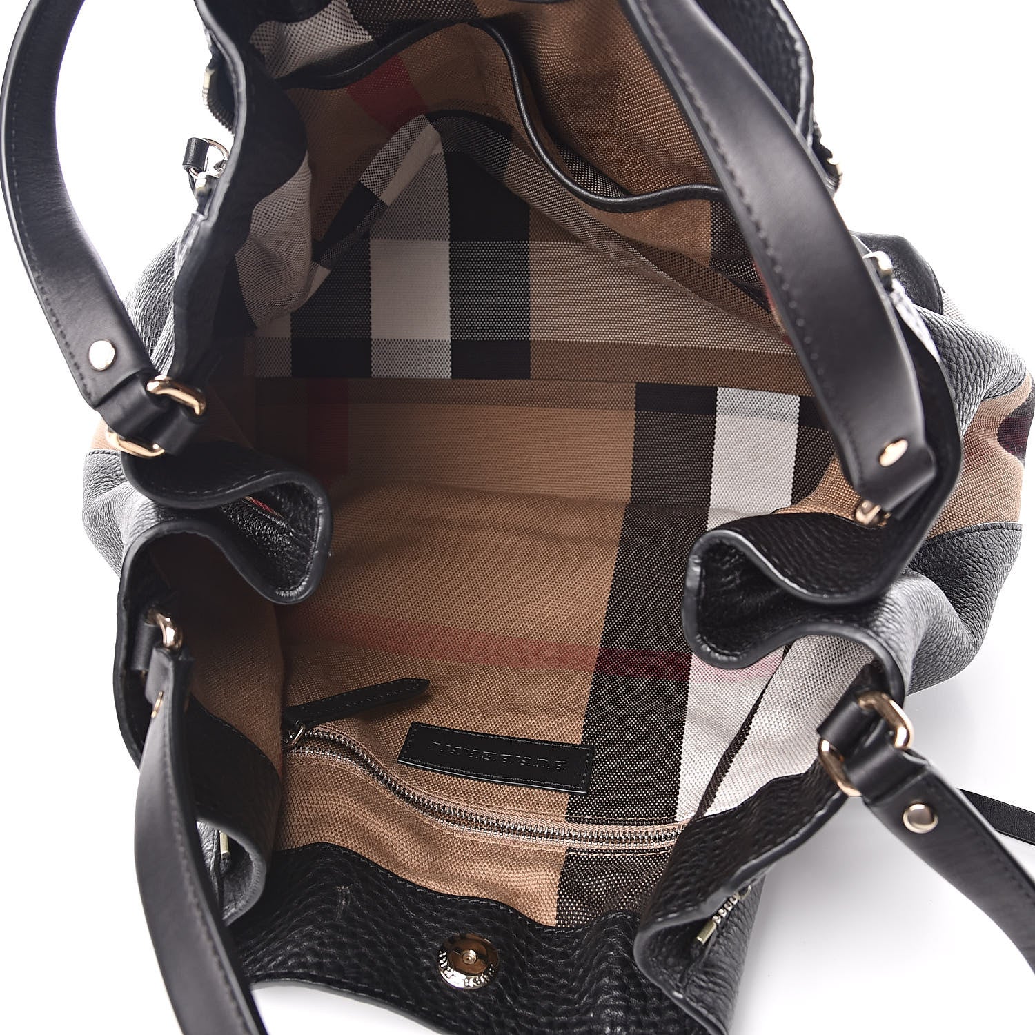 Burberry Grainy Calfskin House Check Medium Maidstone Black 4 of 10