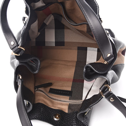 Burberry Grainy Calfskin House Check Medium Maidstone Black 4 of 10