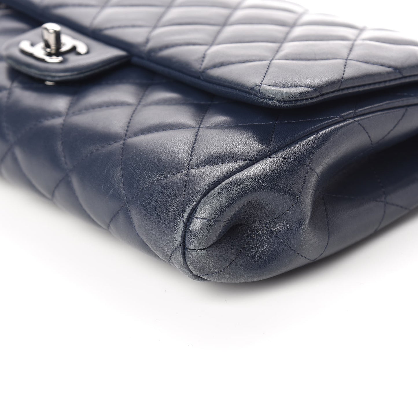Lambskin Quilted Clutch With Chain Flap Blue