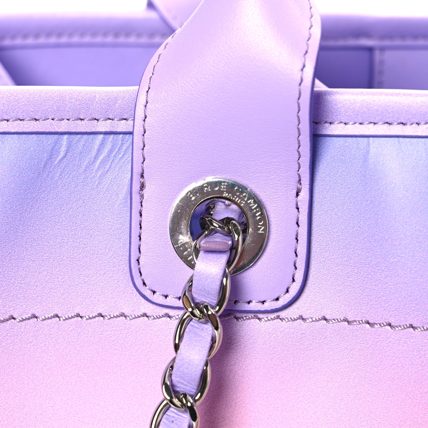 Chanel Shaded Calfskin Medium Deauville Tote Light Purple Pink Coral 12 of 15