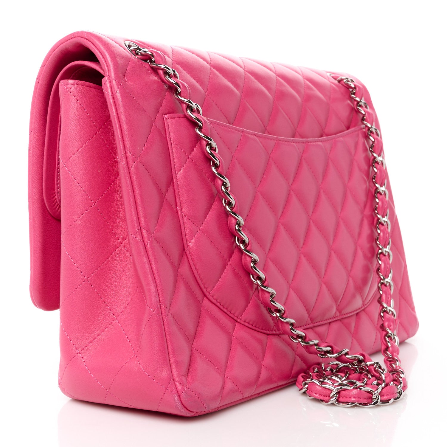 Chanel Lambskin Quilted Maxi Double Flap Fuchsia 3 of 14