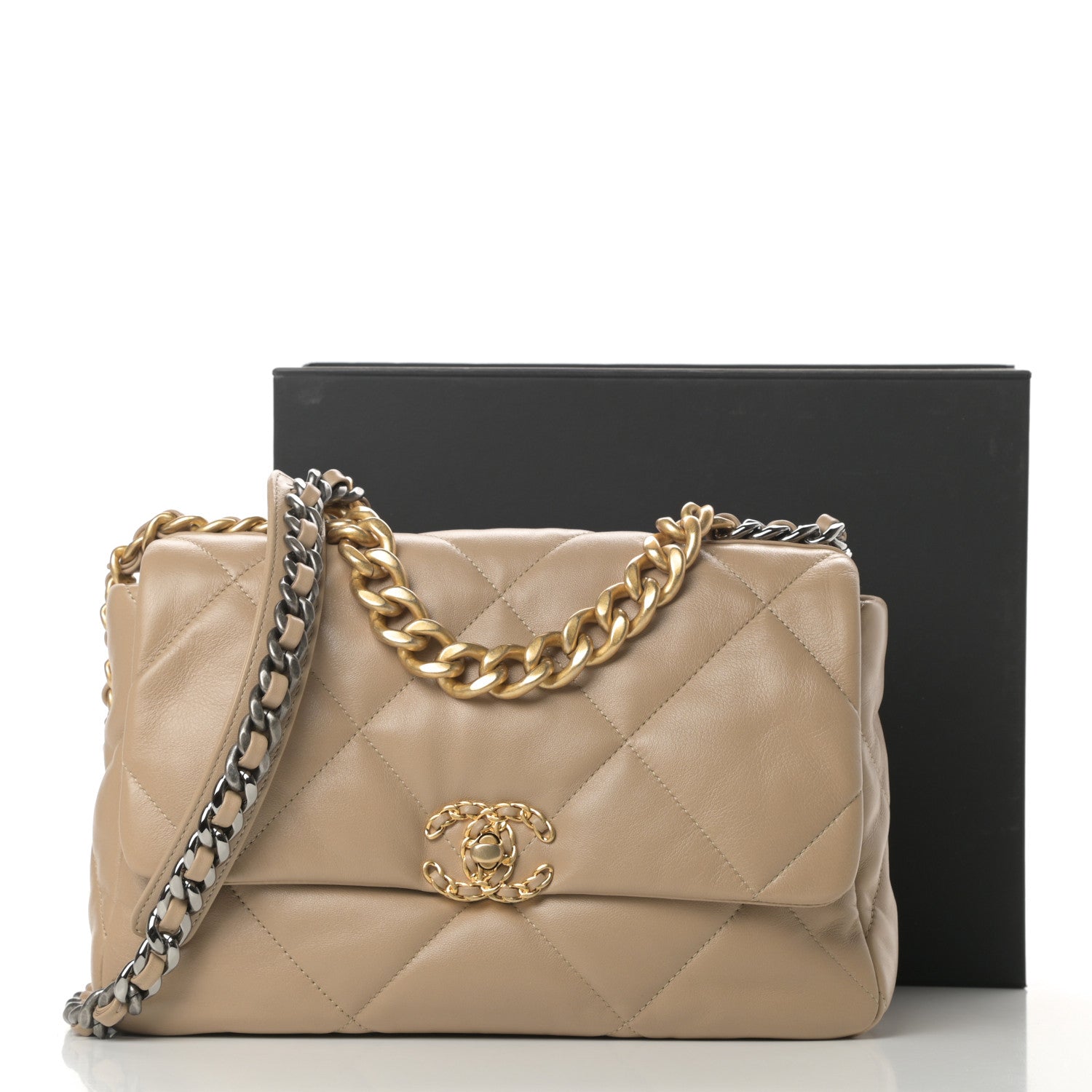 Chanel Lambskin Quilted Large Chanel 19 Flap Dark Beige 11 of 11
