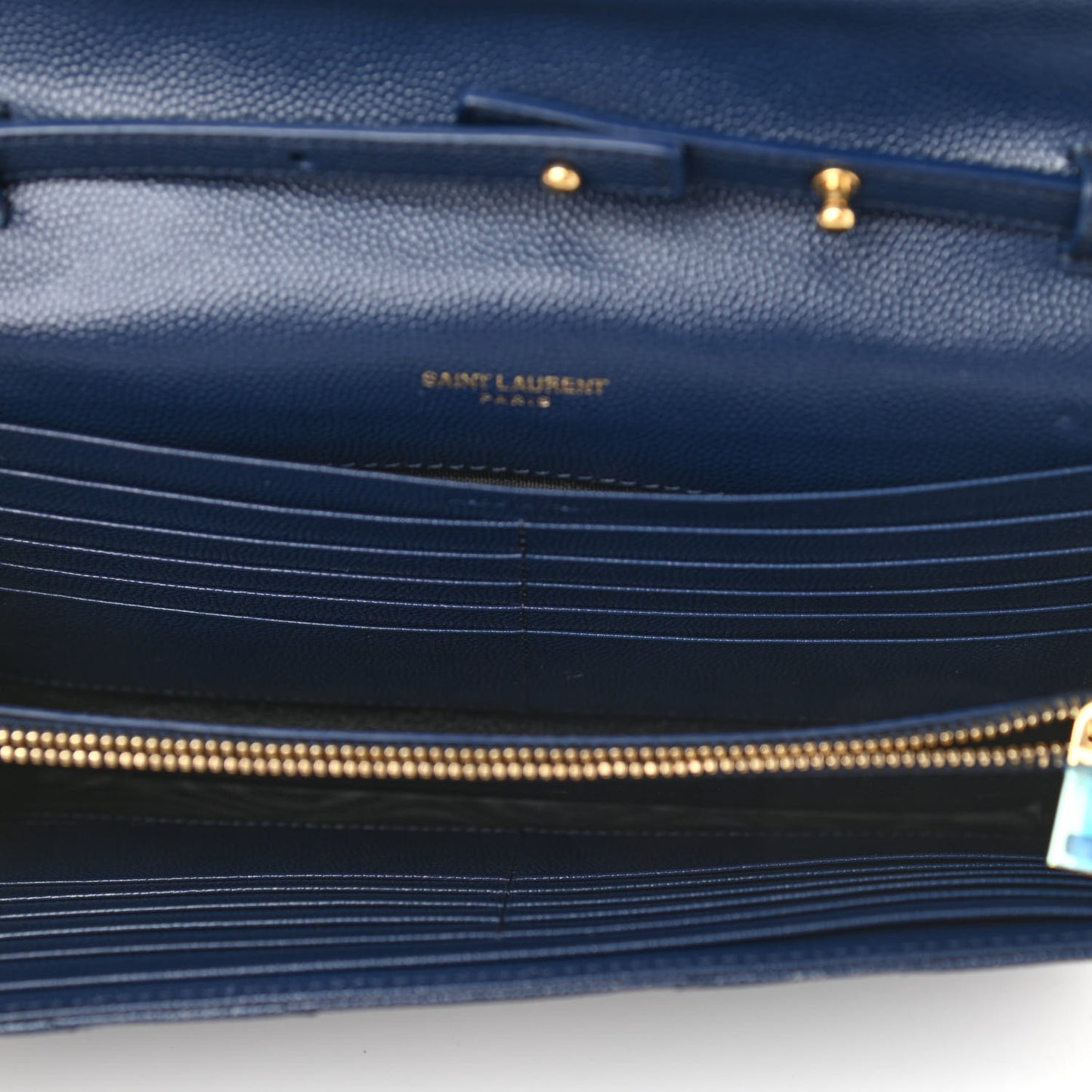 Grain De Poudre Matelasse Chevron Monogram Chain Wallet Deep Marine