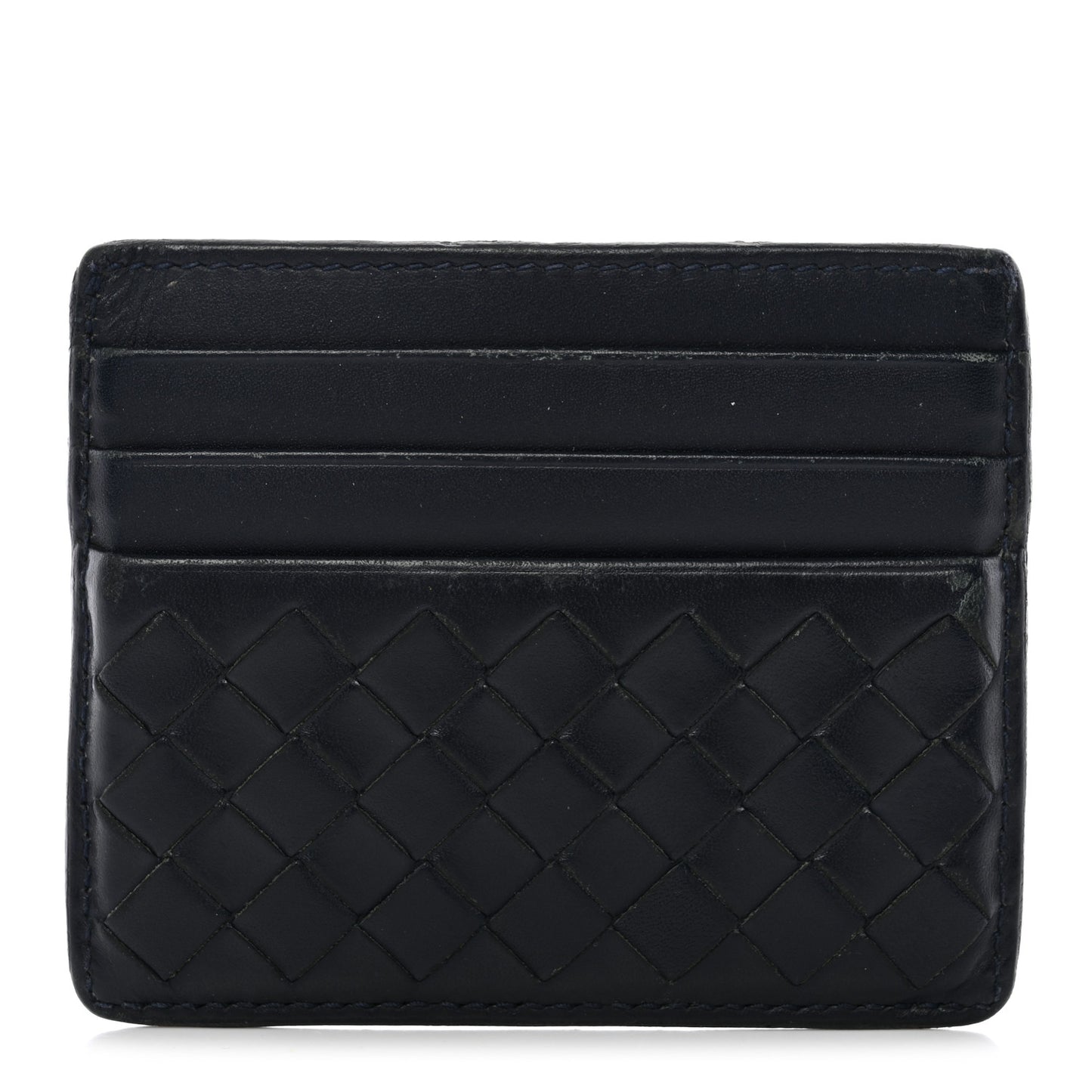 Nappa Intrecciato Card Holder Deep Blue
