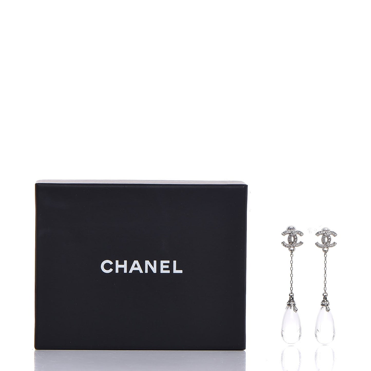 Resin Crystal CC Drop Earrings Silver