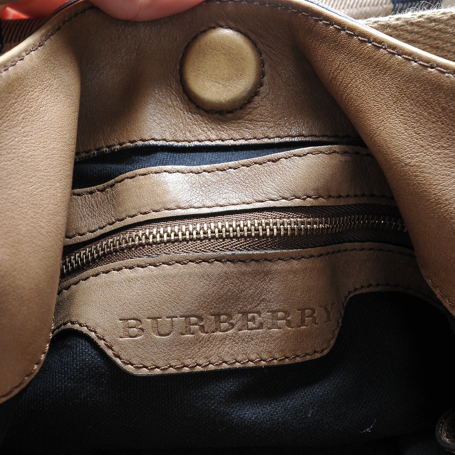 Burberry Canvas House Check Small Parsons Hobo Dark Stone 7 of 11