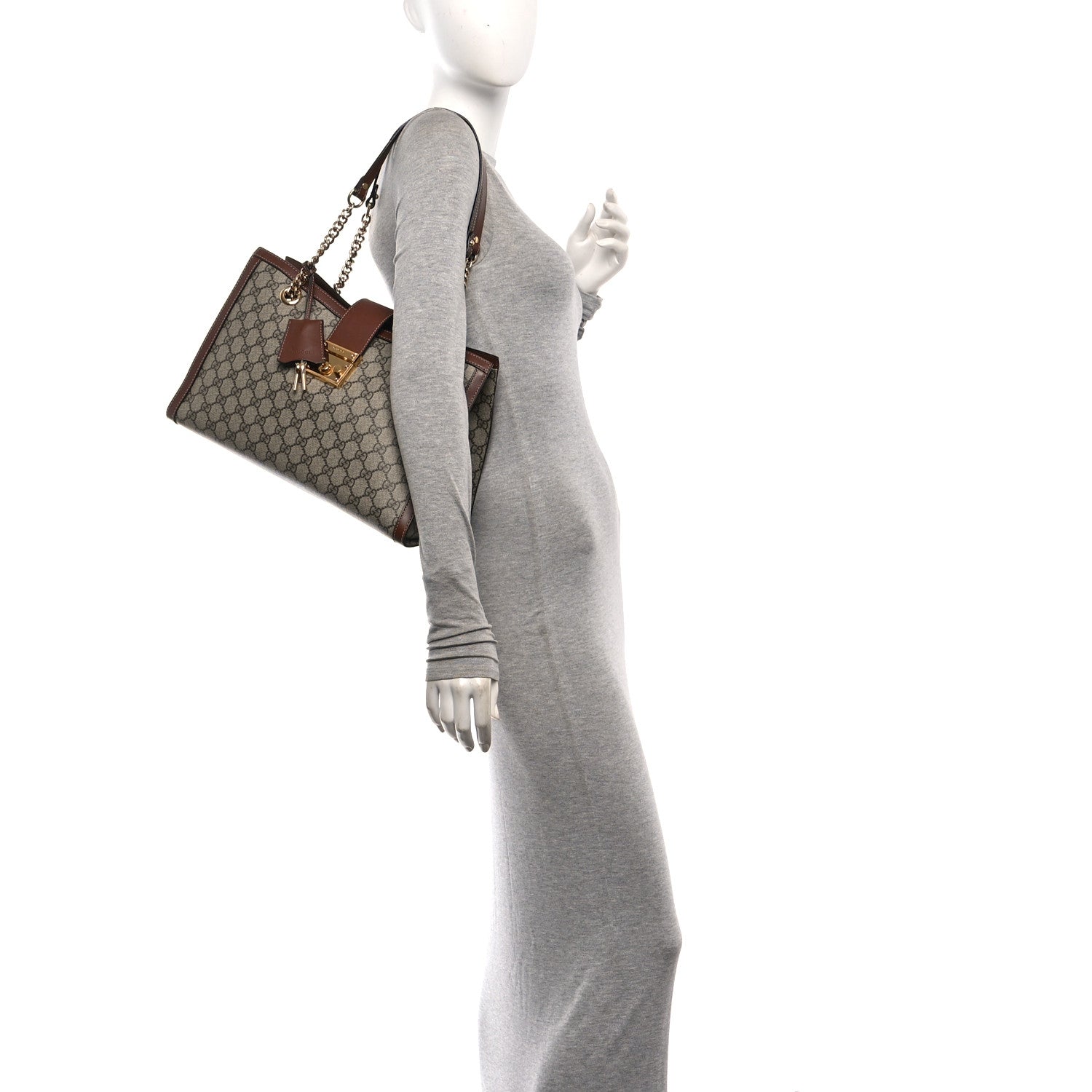 Gucci GG Supreme Monogram Medium Padlock Tote Beige Cuir 2 of 10