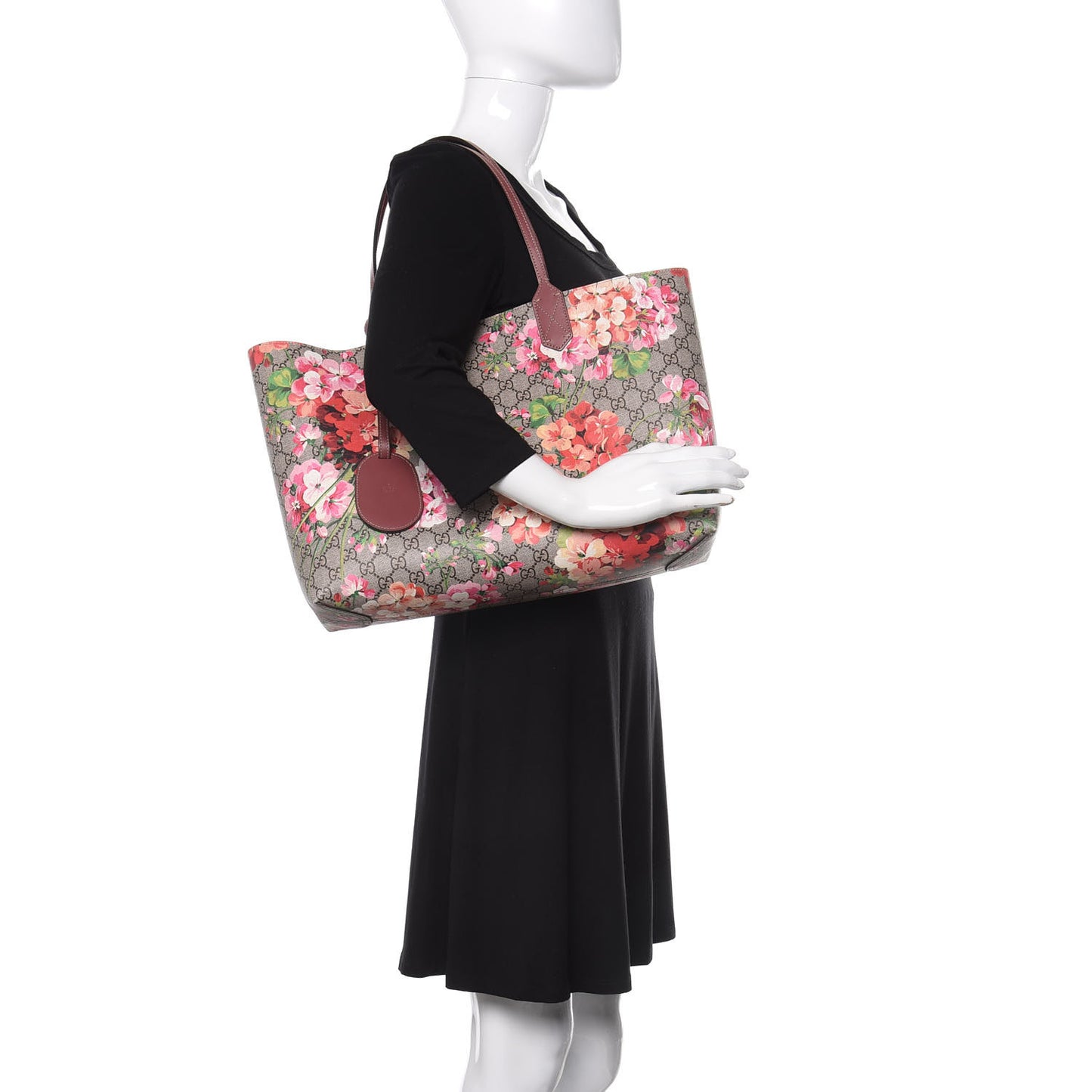 GG Supreme Monogram Blooms Medium Reversible Tote Beige Multicolor Dry Rose