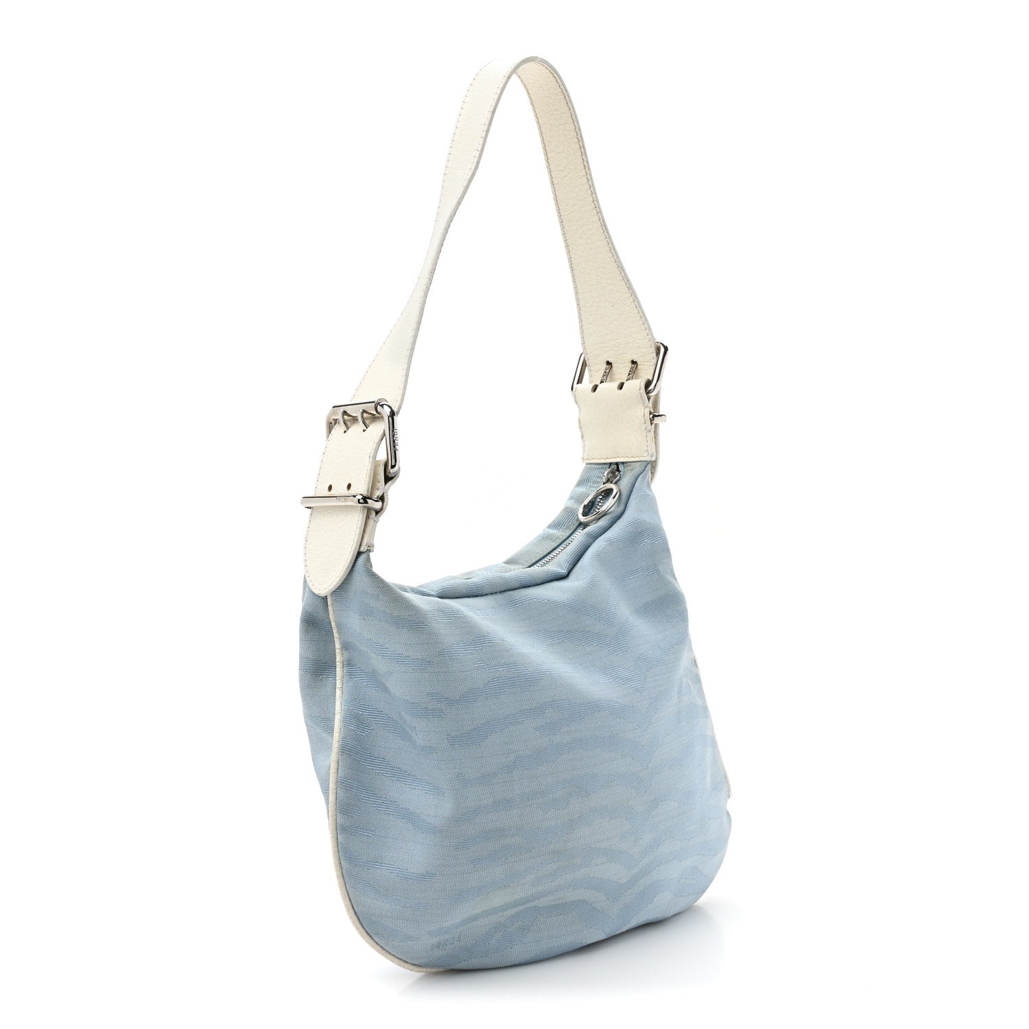 Fendi Canvas Zebra Print Small Oyster Celeste 3 of 16