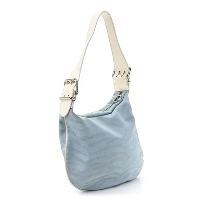 Fendi Canvas Zebra Print Small Oyster Celeste 3 of 16