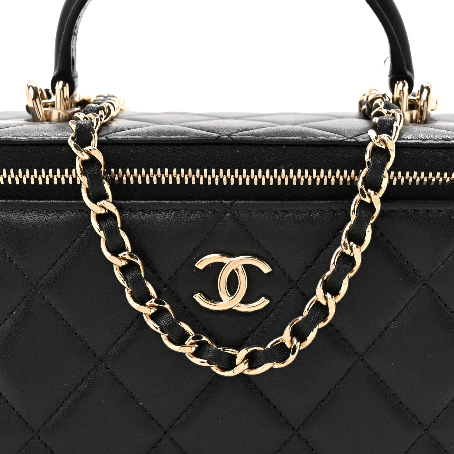 Chanel Lambskin Quilted Small Top Handle Vanity Case With Chain Black 8 of 11