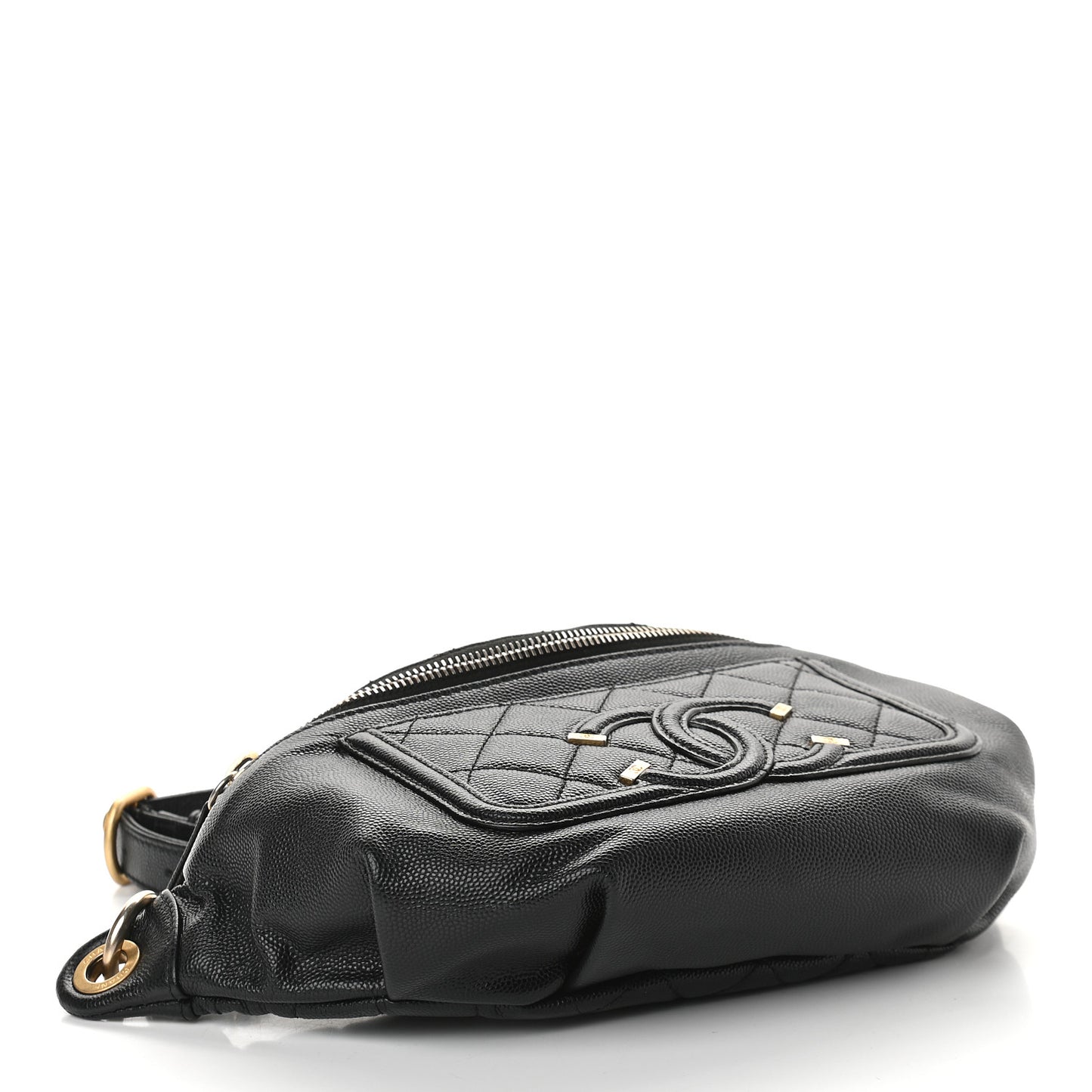 Caviar Quilted Filigree Waist Bag Black