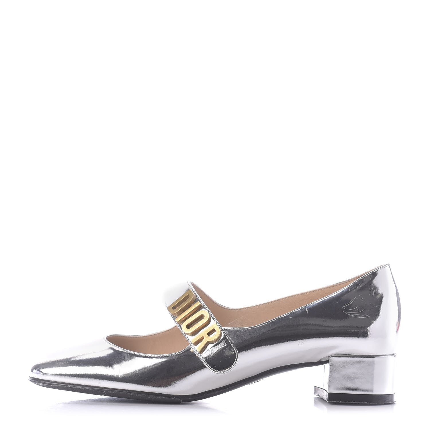 Christian Dior Mirror Finish Calfskin Baby-D Ballet Pumps 36 Silver 1 of 12