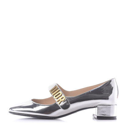 Christian Dior Mirror Finish Calfskin Baby-D Ballet Pumps 36 Silver 1 of 12