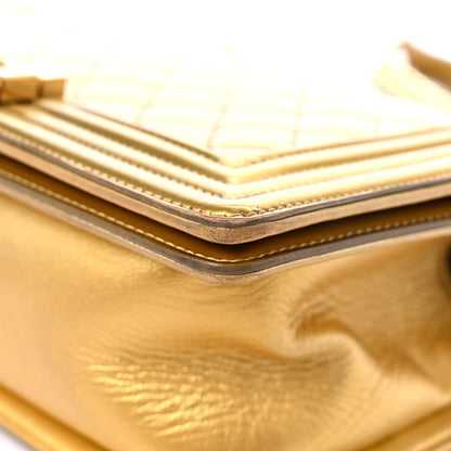 Chanel Metallic Patent Calfskin Quilted Medium Boy Flap Gold 8 of 19