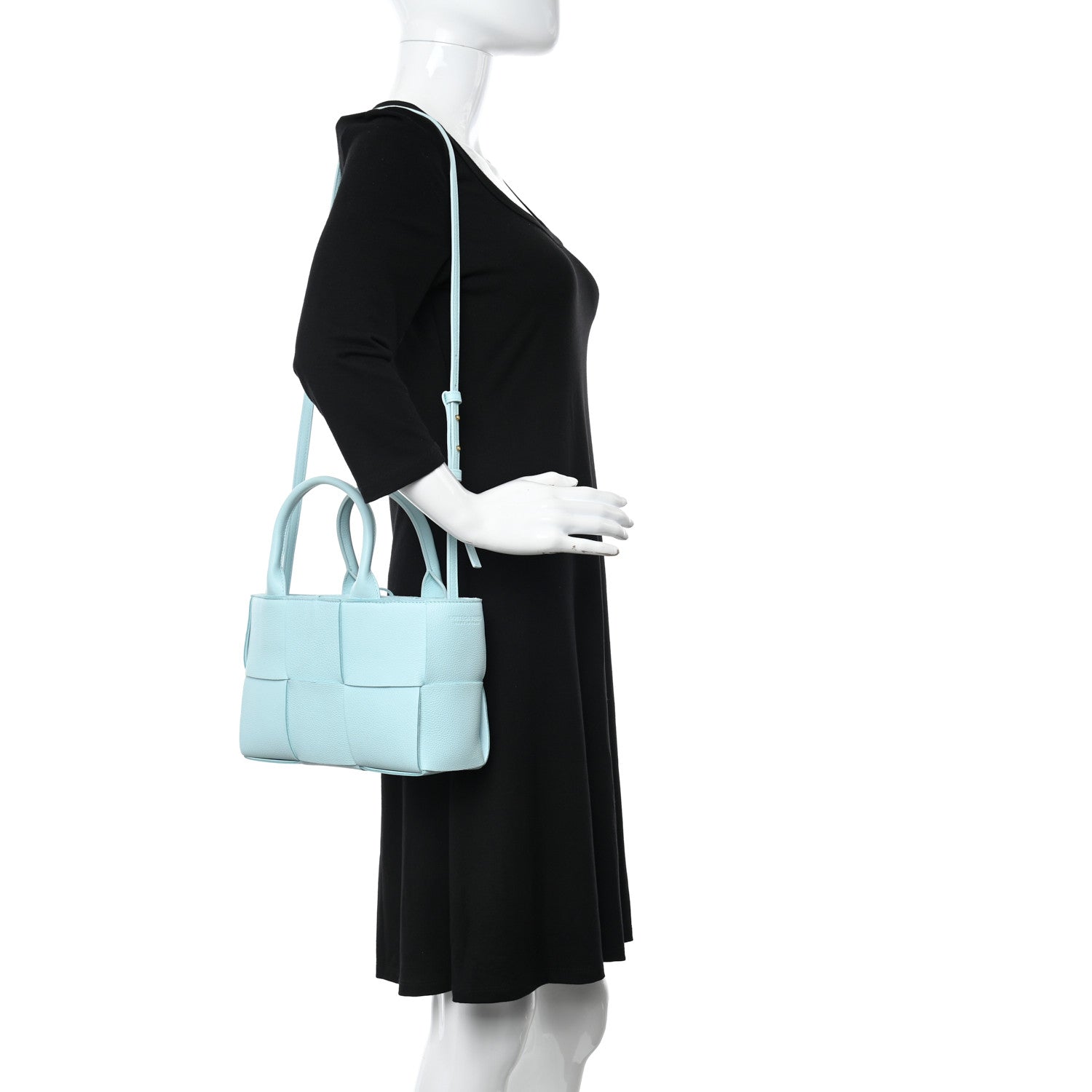 Bottega Veneta Grained Calfskin Maxi Intrecciato Mini Arco Tote Pale Blue 2 of 11