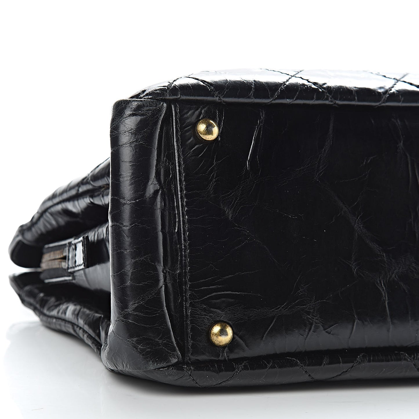 Glazed Crackled Calfskin Small Reissue Tote Black