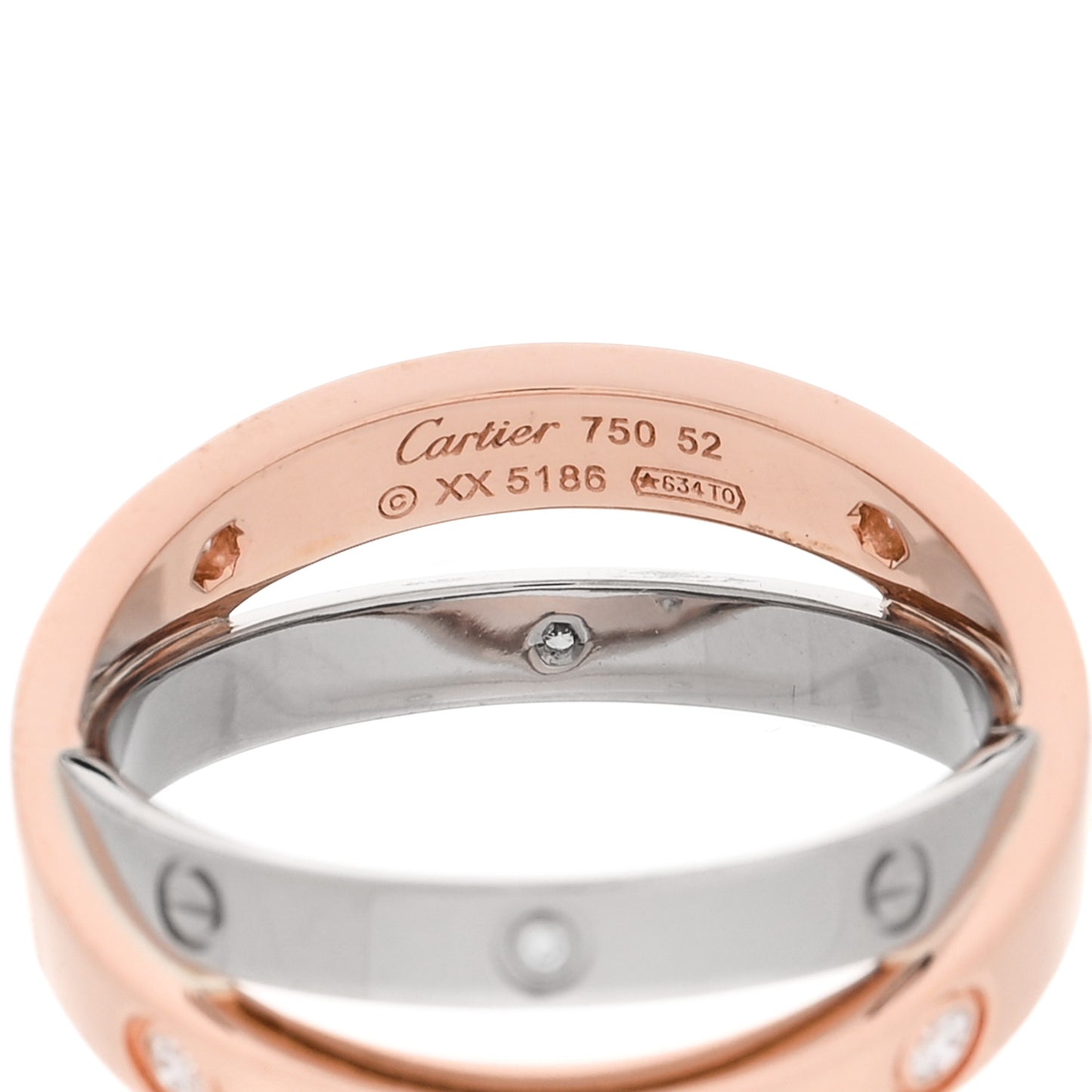 18K Pink White Gold 6 Diamond LOVE Ring 52 6