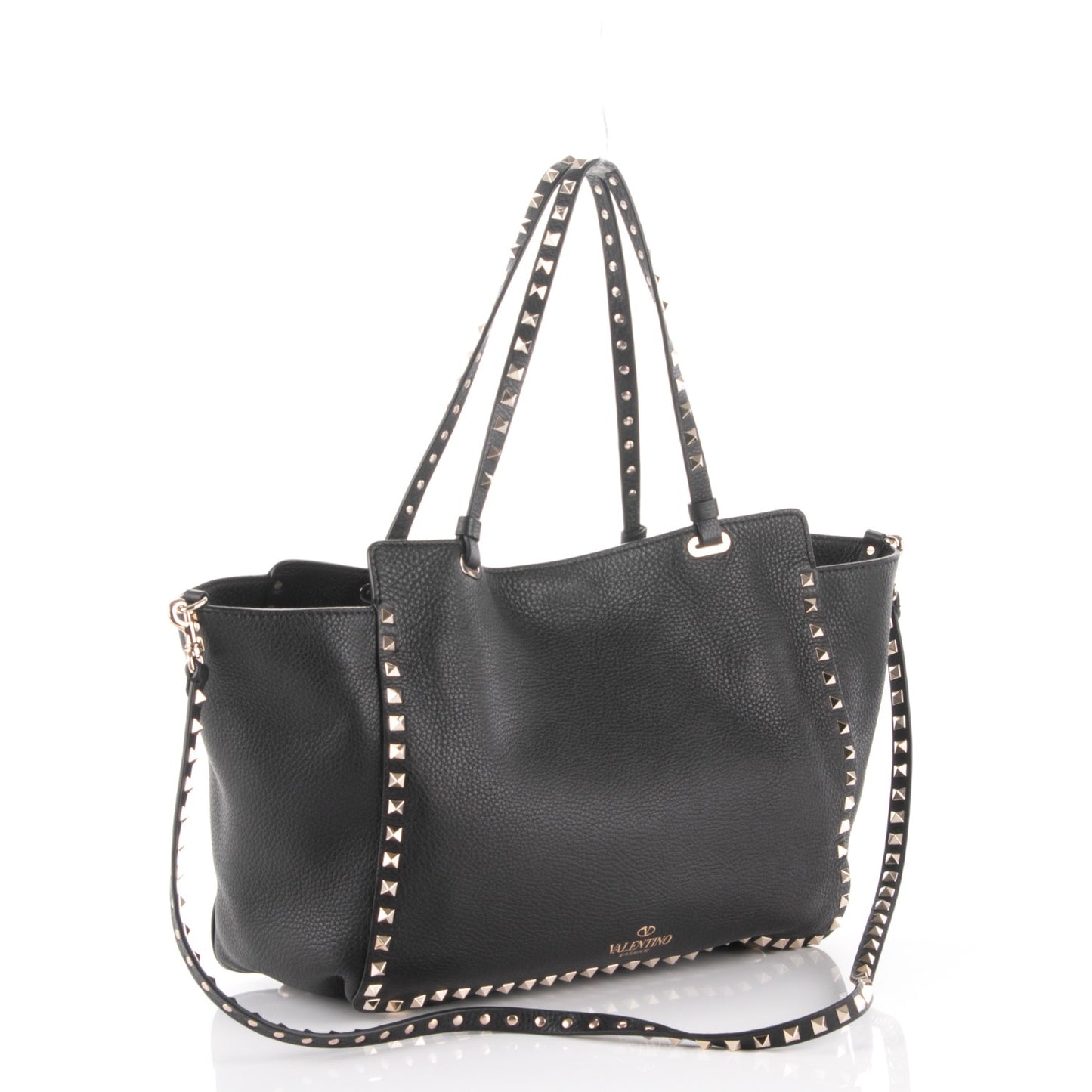 Alce Printed Calfskin Medium Rockstud Tote Black
