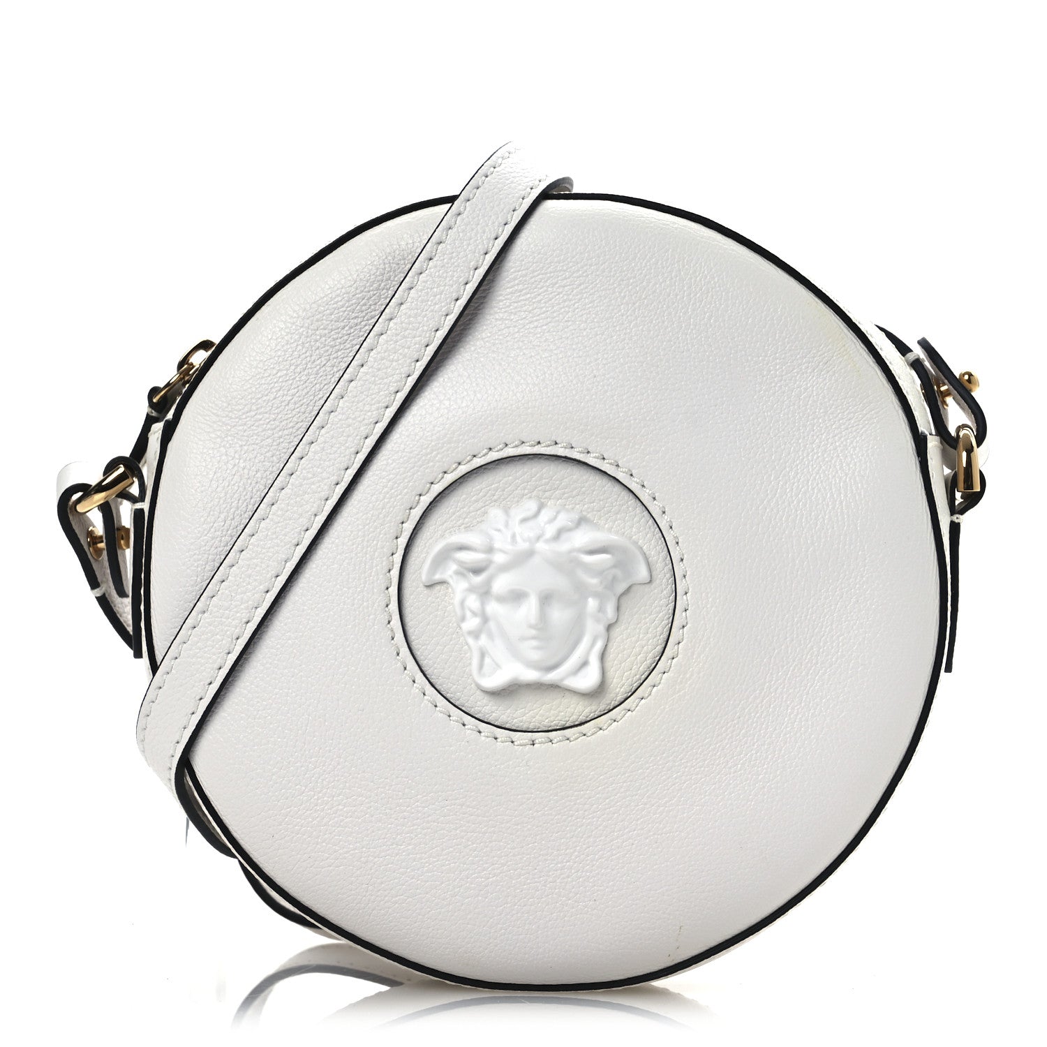 Versace Calfskin La Medusa Round Camera Bag White 8 of 10