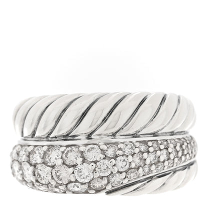 David Yurman Sterling Silver Diamond Thoroughbred Cable Wrap Ring 54 7 1 of 5