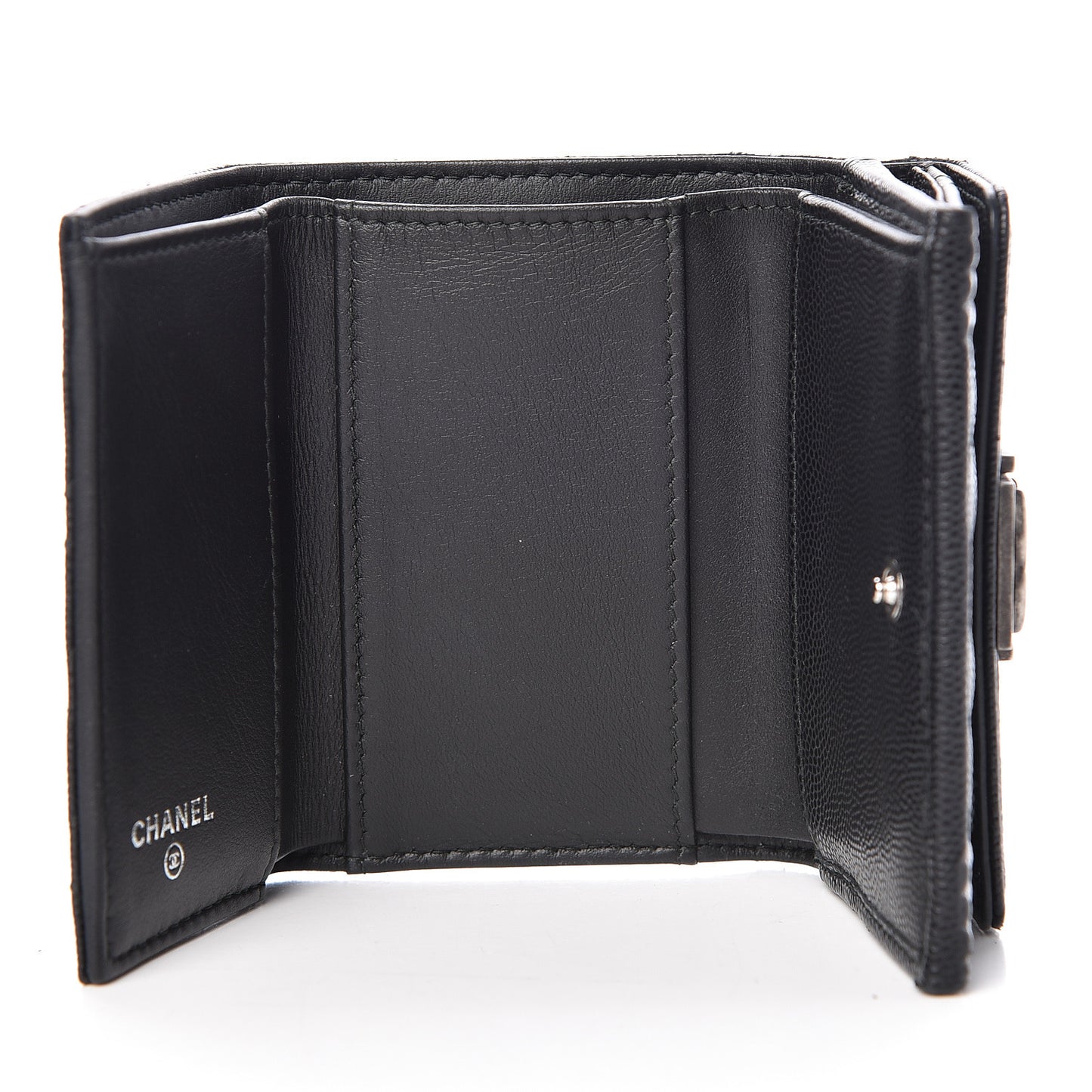 Caviar Quilted Small Boy Flap Wallet Black