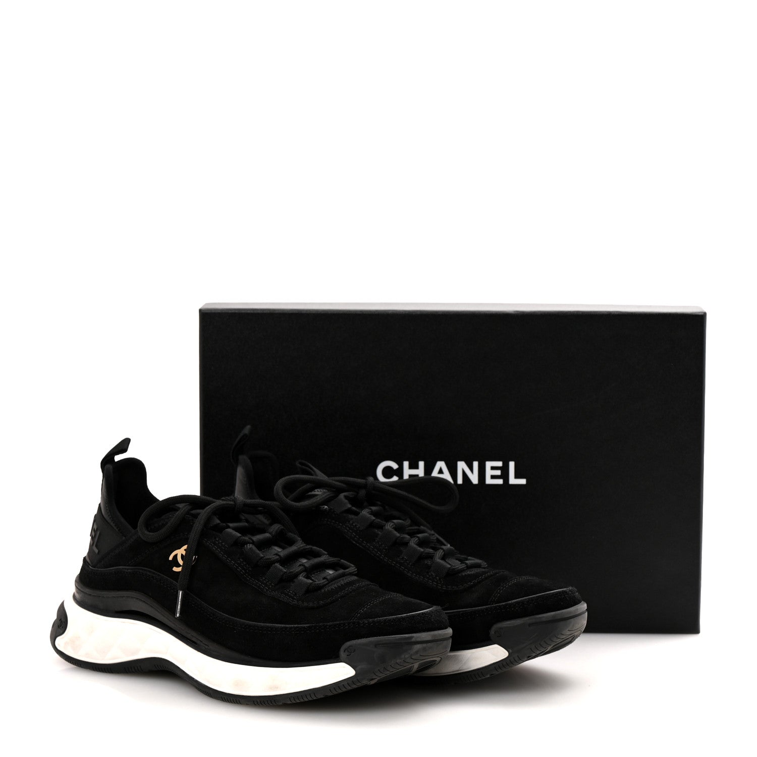 Chanel Suede Calfskin Nylon Grosgrain CC Sneakers 38.5 Black 11 of 11