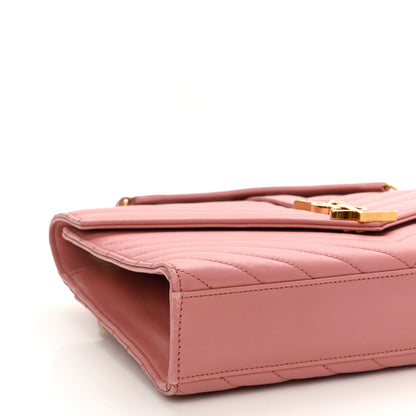 Saint Laurent Smooth Calfskin Matelasse Chevron Large Monogram Satchel Tender Pink 8 of 12