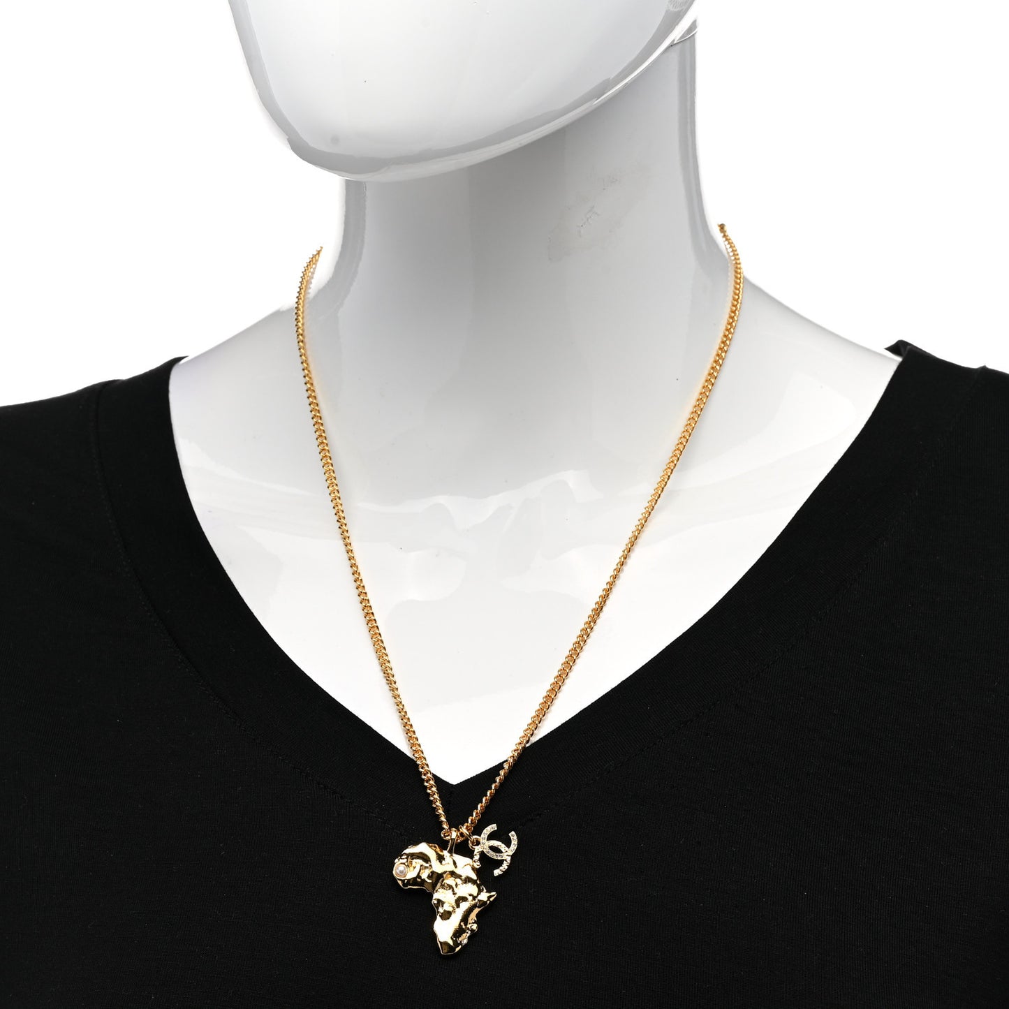 Crystal Pearl CC Africa Pendant Necklace Gold White