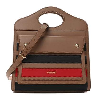 Burberry Smooth Calfskin Striped Mini Pocket Bag Camel 1 of 10