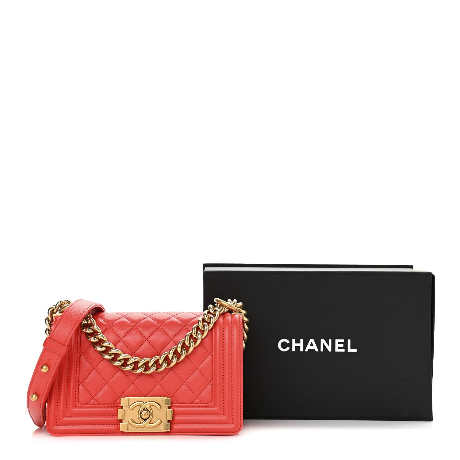 Chanel Lambskin Quilted Small Boy Flap Red 14 of 14