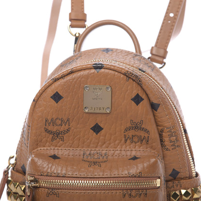 MCM Visetos Side Stud X-Mini Stark Bebe Boo Backpack Cognac 9 of 9
