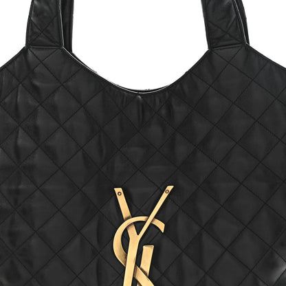 Saint Laurent Lambskin Quilted Maxi Icare Shopping Tote Black 9 of 14