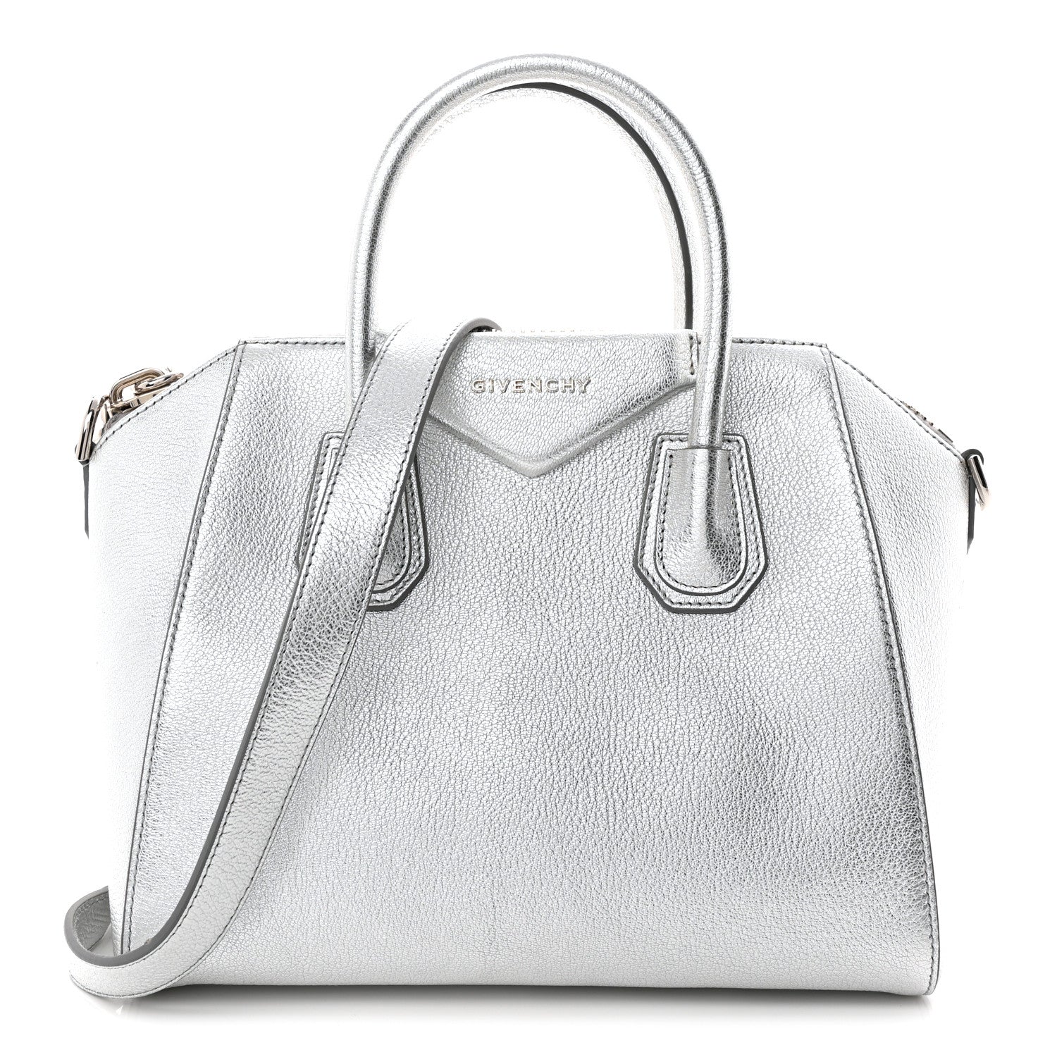 Givenchy Metallic Sugar Goatskin Small Antigona Silver 1 of 10