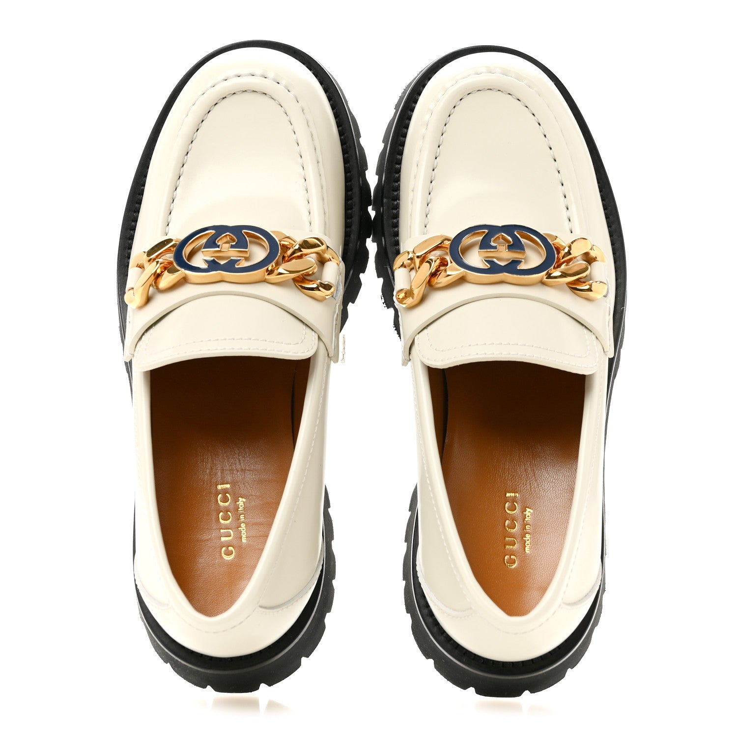 Gucci Cordovan Lux Womens Jeanne Platform Lug Sole 30/45mm Loafers 38.5 White 2 of 10