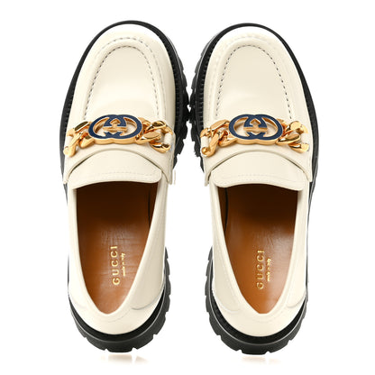 Gucci Cordovan Lux Womens Jeanne Platform Lug Sole 30/45mm Loafers 38.5 White 2 of 10