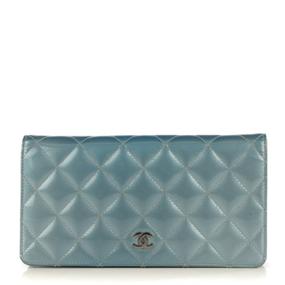 Chanel Patent Calfskin Quilted Yen Wallet Blue 1 of 8