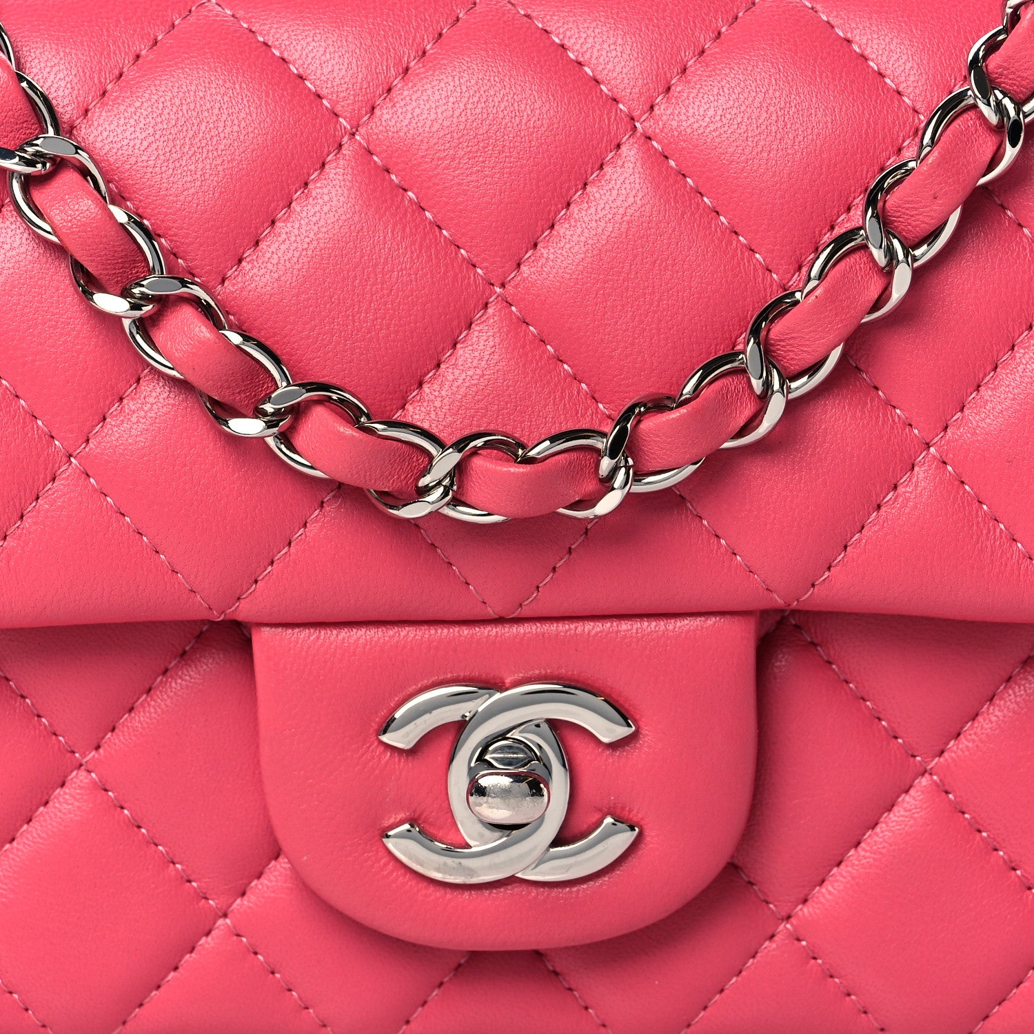 Chanel Lambskin Quilted Mini Rectangular Flap Pink 7 of 9