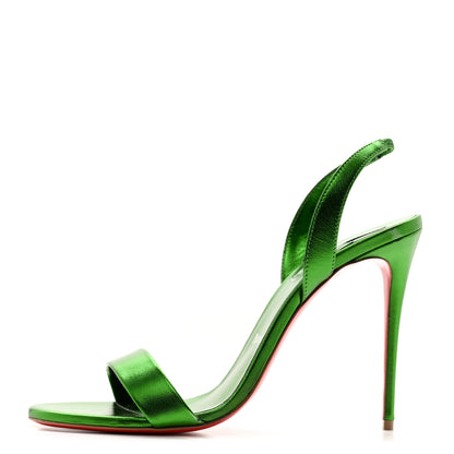 Christian Louboutin Metallic Calfskin O Marylin 100 Slingback Sandal Heels 39 Spinach 40 1 of 9