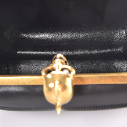 Alexander McQueen Lambskin Pleated Skull Box Clutch Black 5 of 8