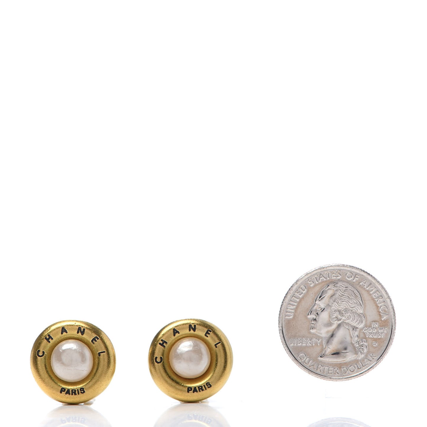 Pearl CC Logo Clip On Earrings Gold