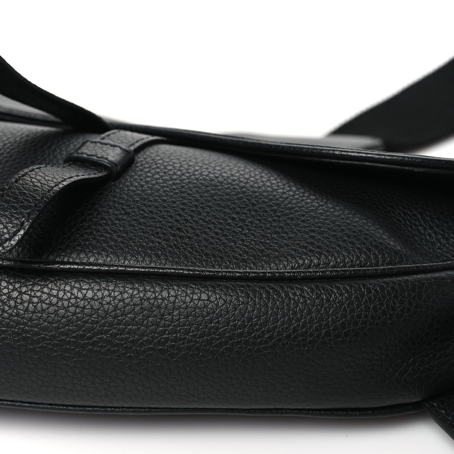 Grained Calfskin Mens Saddle Bag Black