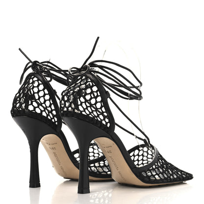 Bottega Veneta Mesh Nappa Stretch Ankle Tie 90mm Sandals 38.5 Black 5 of 9